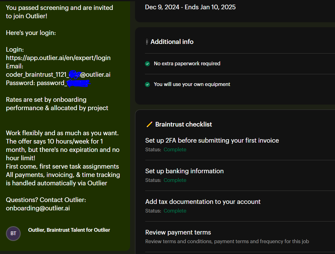 Issue with Outlier Credentials